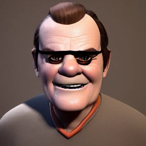 Prompt: jack nicholson as a pixar disney character from up ( 2 0 0 9 ), unreal engine, octane render, 3 d render, photorealistic