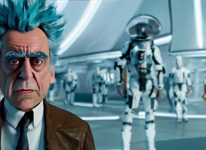 Prompt: film still of rick sanchez in the new scifi movie 4 k