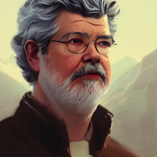 Image similar to A portrait of george lucas, star wars art, art by greg rutkowski, matte painting, trending on artstation