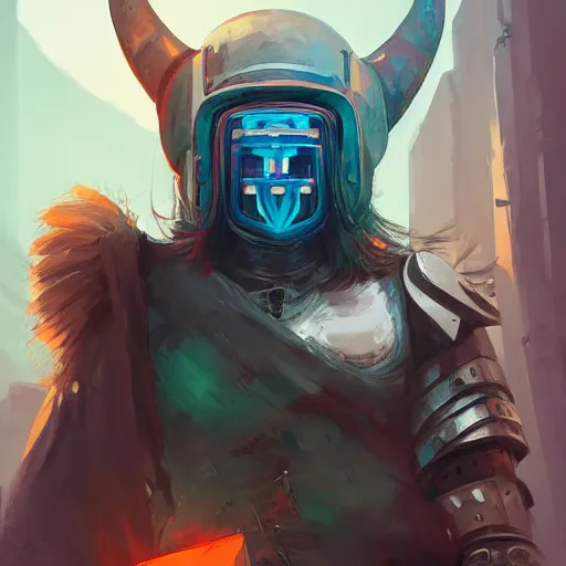 Image similar to cyberpunk viking helmet mask warrior goddess robot ninja fantasy, art gta 5 cover, official fanart behance hd artstation by jesper ejsing, by rhads, makoto shinkai and lois van baarle, ilya kuvshinov, ossdraws