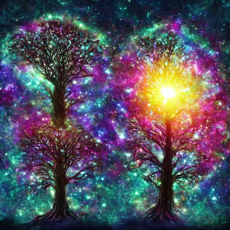 Prompt: cosmic tree of life made of stars, cinematic, trending on artstation, low level, 4K UHD image,