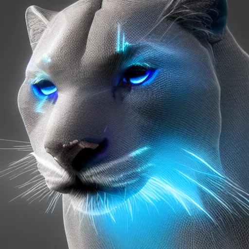 Image similar to multifaceted swarovski panther render, rainbow refraction, polished, highly reflective, porcelain, opal, quartz, diamond volumetric lighting, octane render, 8 k, photorealistic, ultra realistic