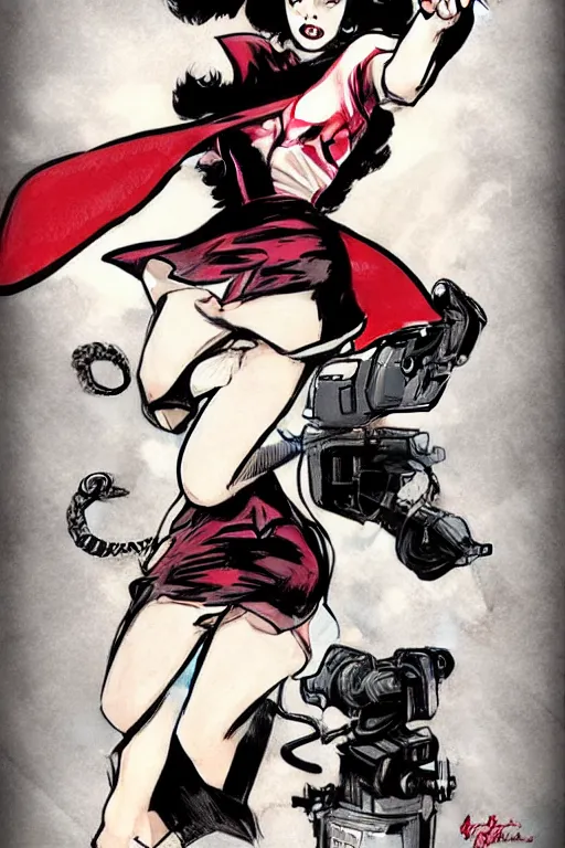 Image similar to Agent carter illustration concept art in the style of Amano, Yoshitaka