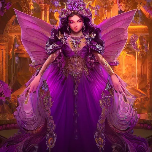 Image similar to portrait princess of amethyst, glowing, ornate and intricate purple jewelry, jaw dropping beauty, glowing background lighting, purple accent lighting, hyper detailed, fairy tale, 4 k octane render