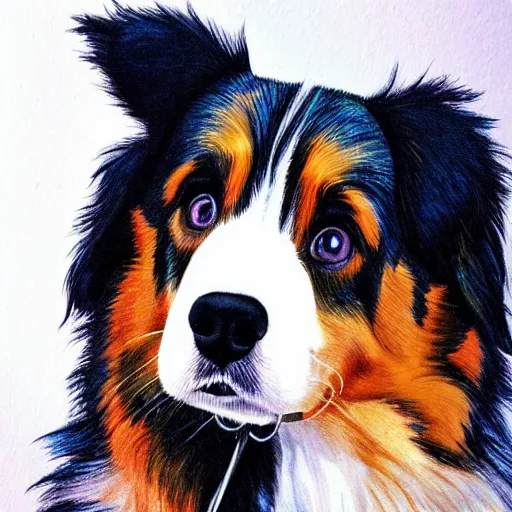 Image similar to australian shepard in the style of neil gaiman