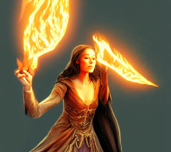 Arwen casting a fireball spell; concept art; | Stable Diffusion | OpenArt