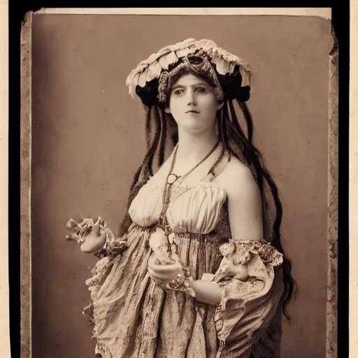 Prompt: photograph of a lilith wearing a 1 8 9 0's polonaise, looking at the camera, aesthetic, elaborate, intricate, highly detailed, detailed face, photorealism, smooth, sharp focus, 8 k,