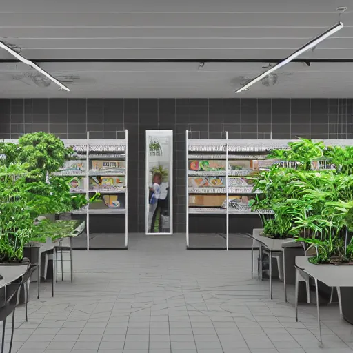 Prompt: bustling economy clean minimalist retail cannabis leaf pot plants, aussie, illustrated, environment portrait by steve hanks, australia 3 d axometric render still by pixar