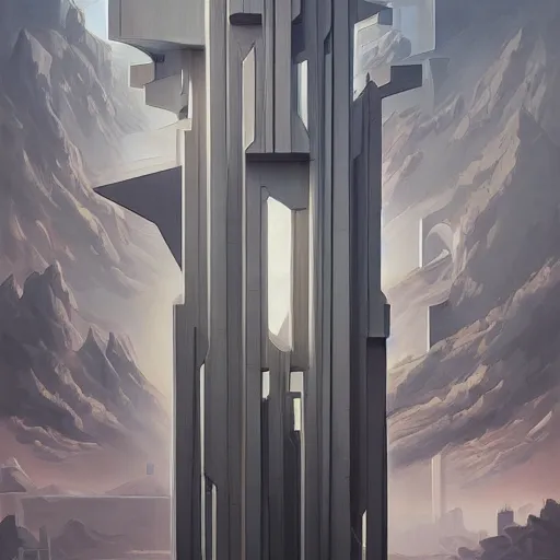 Image similar to architectural dream by peter eisenman in the style of peter mohrbacher