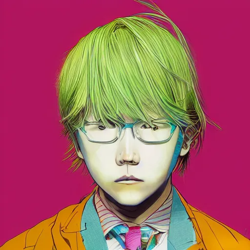 Image similar to a portrait of blonde male by inio asano, beeple and james jean, hiroyuki takahashi color scheme, digital art