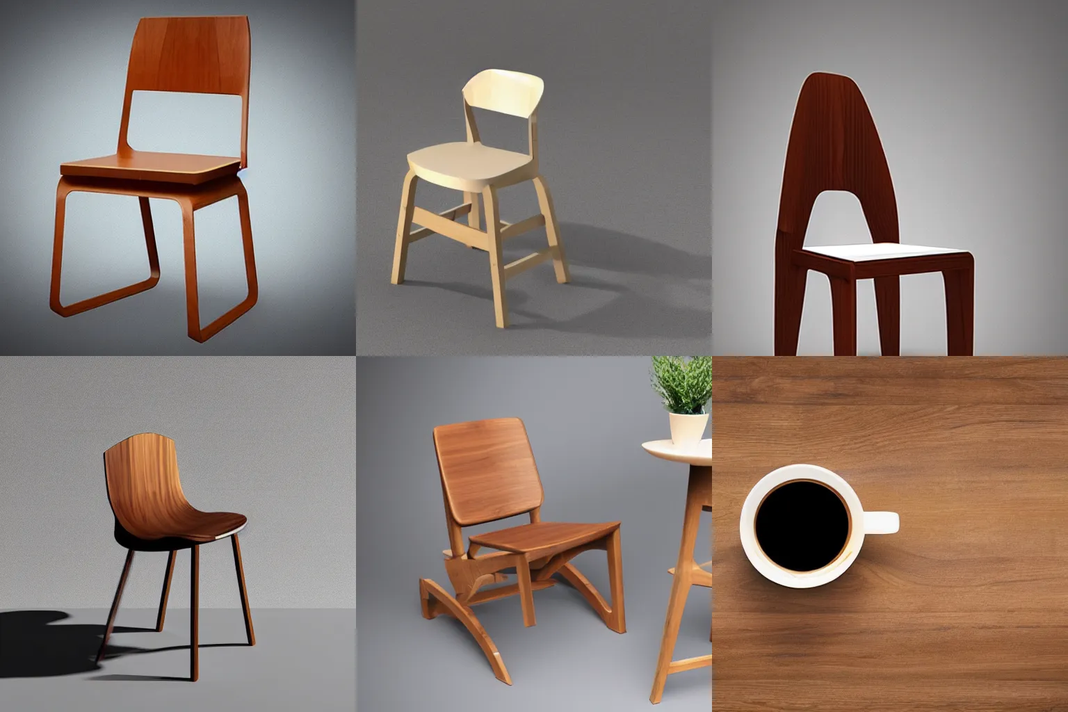 Prompt: ergonomic wooden chair design, coffee inspired, concept