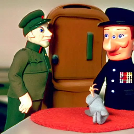 Image similar to herman goering as a puppet in postman pat, bbc