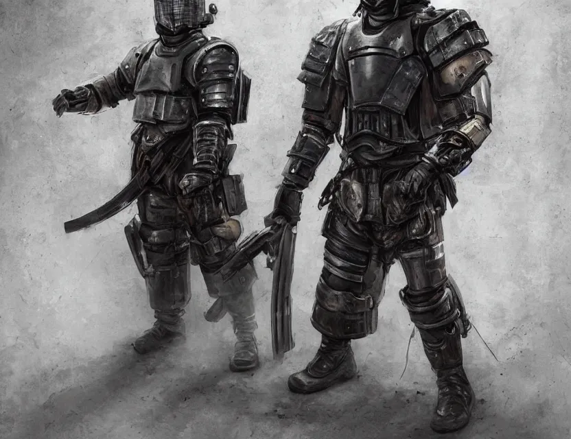 Image similar to a detailed portrait painting of a lone bounty hunter wearing combat armour and a reflective visor. Head and chest only. Brutalist, dystopian. Dieselpunk elements. Movie scene, cinematic sci-fi scene. Flight suit, cloth and metal, accurate anatomy. Samurai influence, knight influence. fencing armour. portrait symmetrical and science fiction theme with lightning, aurora lighting. clouds and stars. Atmospheric. Futurism by moebius beksinski carl spitzweg moebius and tuomas korpi. baroque elements. baroque element. intricate artwork by caravaggio. Oil painting. Trending on artstation. 8k