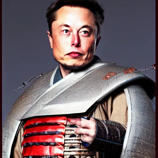 Image similar to elon musk dressed up as a samurai for halloween, hd, high resolution, hyper realistic, 4 k, intricate detail