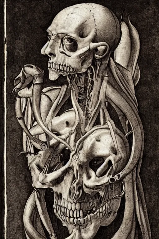 Image similar to demon anatomy, da vinci anatomy, renaissance style