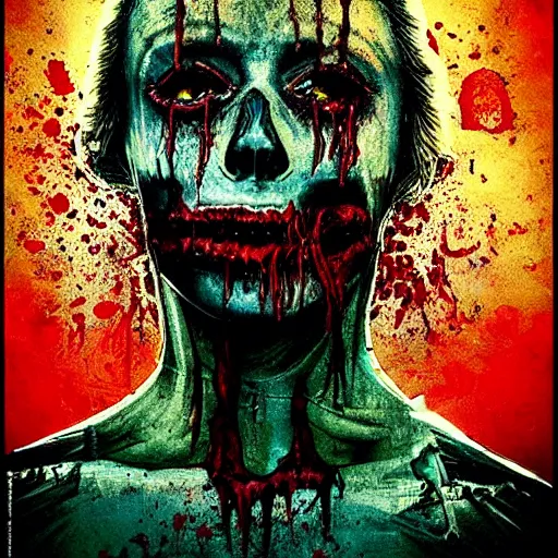 Prompt: horror art, deep bleeding decaying colors!, movie blockbuster flick