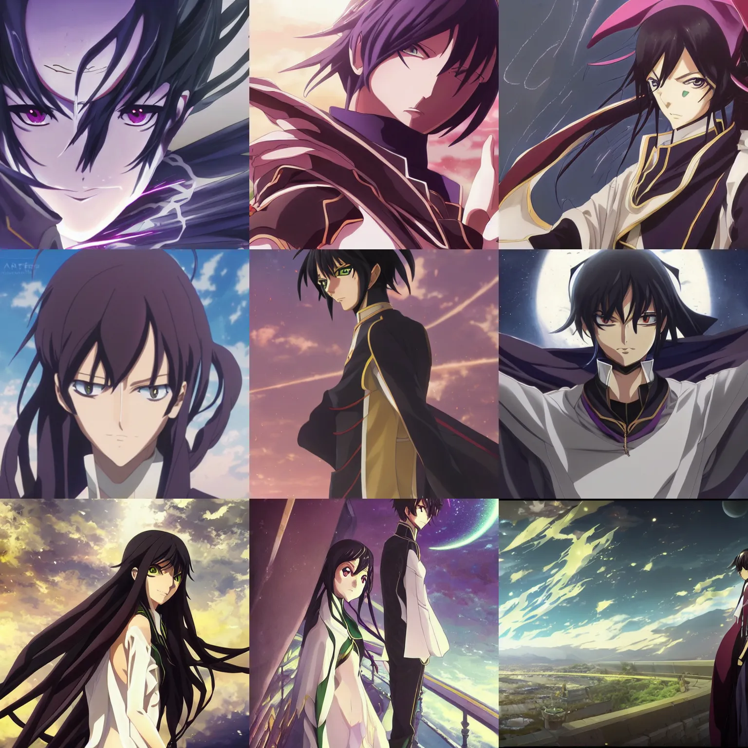 A beautiful key-anime visual of Lelouch Lamperouge
