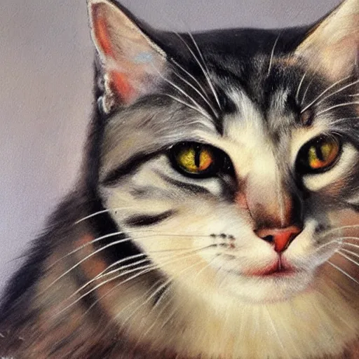 Prompt: ultra realistic portrait painting of cat, art by frank frazetta, 4 k, ultra realistic, highly detailed, epic lighting