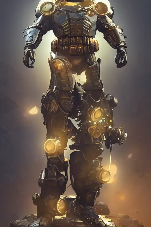 Prompt: batman hardmesh retro futurist steampunk fallout 7 6 power armor, hyper realistic, art cover, official fanart behance hd artstation by jesper ejsing, by rhads, makoto shinkai, radiating a glowing aura global illumination ray tracing hdr