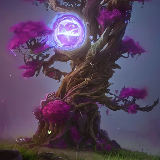 Prompt: arcane style forest tree root trap, root trap, bright art masterpiece artstation. 8k, sharp high quality artwork in style of Jose Daniel Cabrera Pena and Greg Rutkowski, concept art by Tooth Wu, blizzard warcraft artwork, hearthstone card game artwork, violet flower, violet flower, violet flower, portal