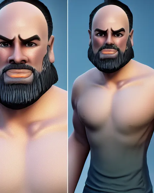 Image similar to hot daddy, 3 2 - year - old, short stubble, muscle summer shirt, character design, octane render, by artstation, 8 k, artbreeder