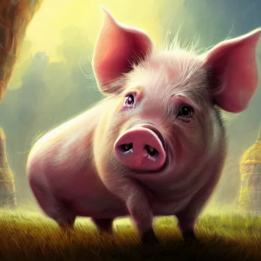 Image similar to cute pig, fantasy art, concept art, computer art, high detail, 4 k,