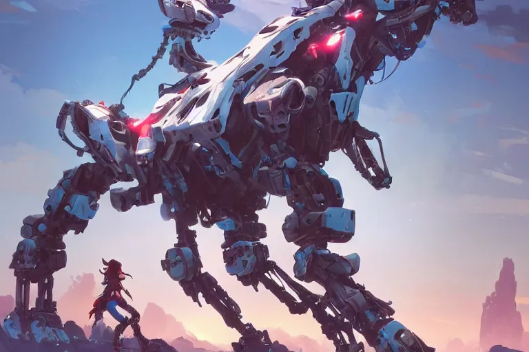 Image similar to longleg machine mecha animal beast robot of horizon forbidden west horizon zero dawn bioluminiscence, behance hd by jesper ejsing, by rhads, makoto shinkai and lois van baarle, ilya kuvshinov, rossdraws global illumination