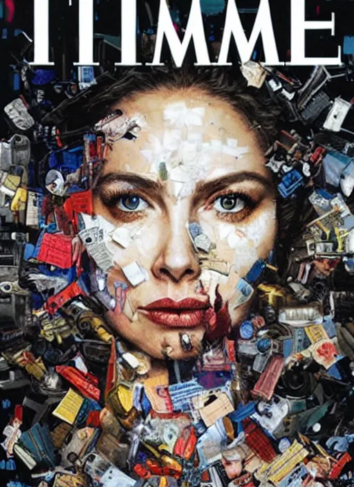 Image similar to TIME magazine cover, the coming AI singularity, by Sandra Chevrier, 4k