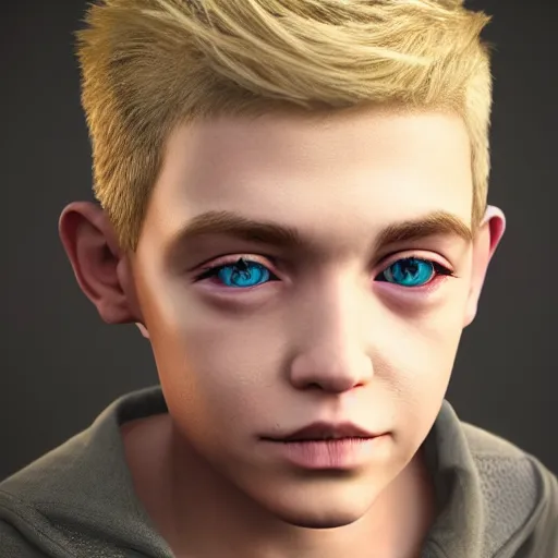 Image similar to detailed unreal engine 5 render of a blonde boy with face tattoos