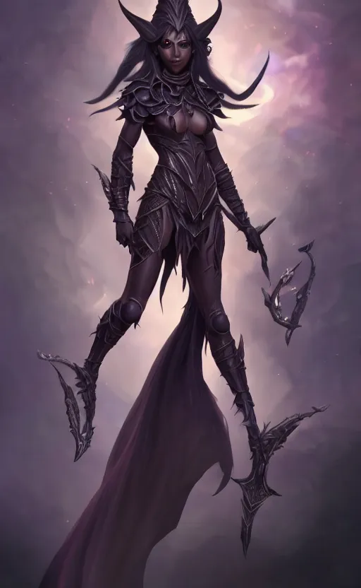 Image similar to full body shot of dark elf witch, highly detailed, d & d, fantasy, highly detailed, digital painting, trending on artstation, concept art, sharp focus, illustration, global illumination, ray tracing, realistic shaded, art by artgerm and greg rutkowski and fuji choko and viktoria gavrilenko and hoang lap,