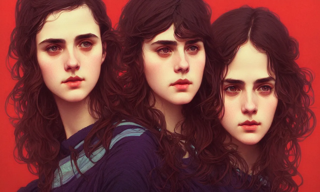 Image similar to Hila Klein closeup filled background around face, teddy fresh, undercut hairstyle, dark light night, intricate, elegant, sharp focus, illustration, highly detailed, digital painting, concept art, matte, art by WLOP and Artgerm and Greg Rutkowski and Alphonse Mucha, masterpiece