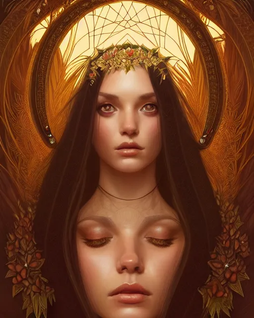Image similar to symmetry portrait of welsh brunette princess, glam, fireflies, forest background, intricate, elegant, highly detailed, digital painting, artstation, concept art, smooth, sharp focus, illustration, art by artgerm and greg rutkowski and fra angelico and alphons mucha