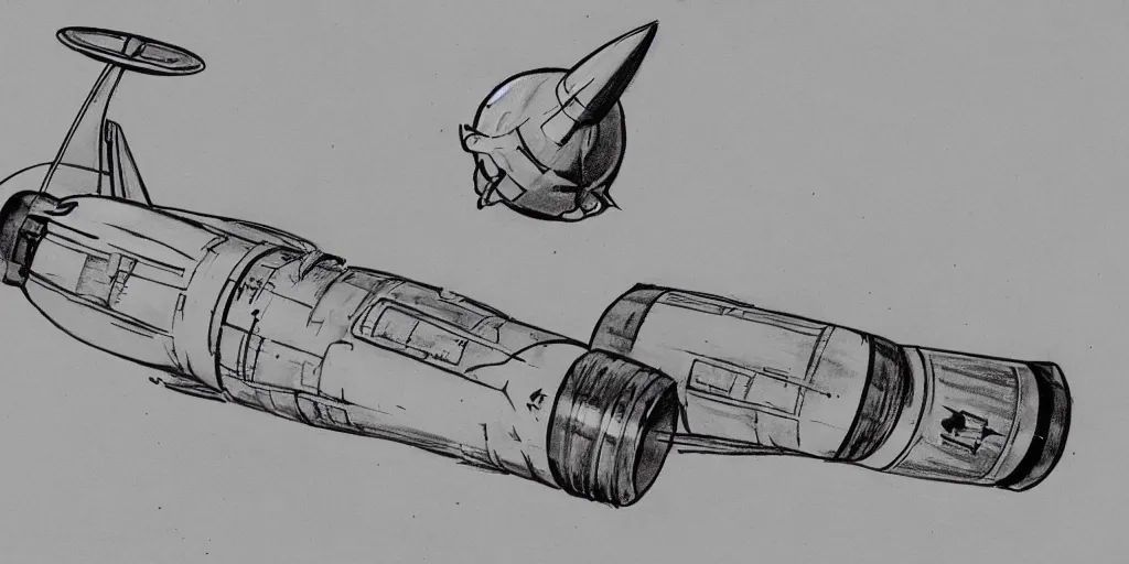 Prompt: 1 9 5 0 s nasa drawing concept art space travel rocket