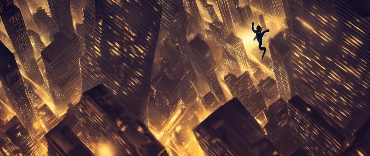 Image similar to hyperrealistic hyper detailed catman jumping, backrgound the city at night concept art pascal blanche key sage sharp cinematic lighting 8k low angle shallow depth of field