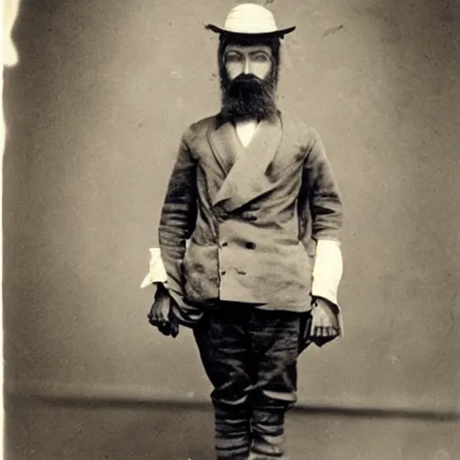 Image similar to a photograph of a half - man half - fox bandit from the 1 8 9 0 s