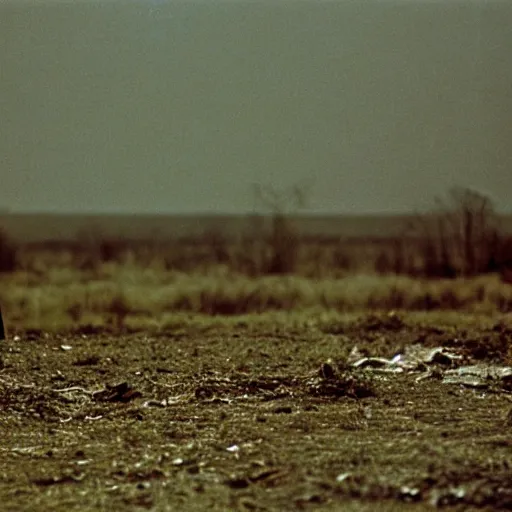 Prompt: george costanza in a barren wasteland, shot by andrei tarkovsky in his film stalker