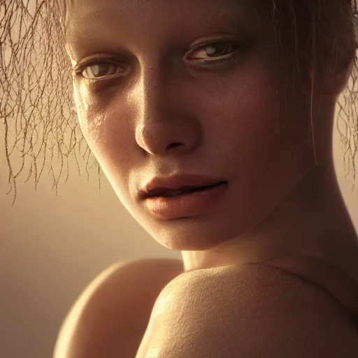 Image similar to portrait ofthe world in 2040 female, depth of field, zeiss lens, detailed, symmetrical, centered, fashion photoshoot, by Annie Leibovitz and Steve McCurry, David Lazar, Jimmy Nelsson, Breathtaking, 8k resolution, extremely detailed, beautiful, establishing shot, artistic, hyperrealistic, beautiful face, octane render