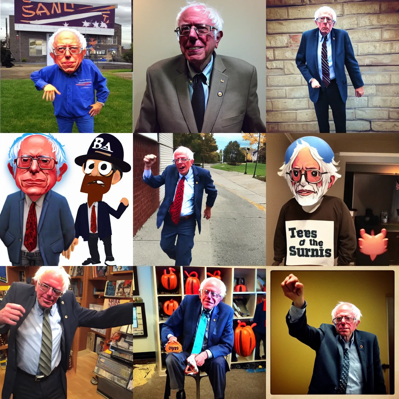 Prompt: “Bernie Sanders costume in the game Fall Guys”