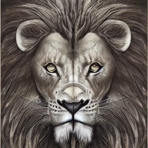 Image similar to detailed and sharp lion leo zodiac artwork, mystic style, detailed, 8 k, detailed, symmetrical, by brian froud