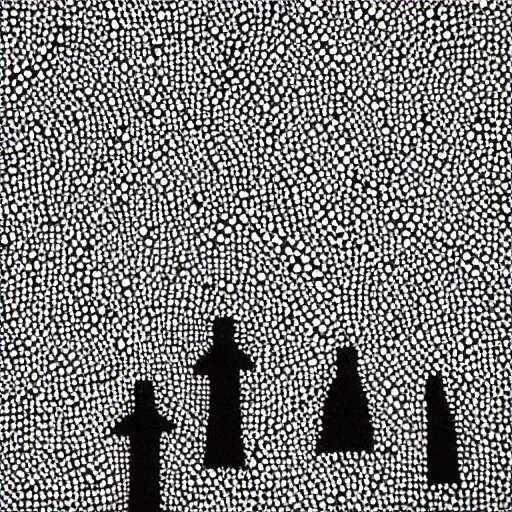 pointilism, black and white, dot art, dark, ominous,, Stable Diffusion