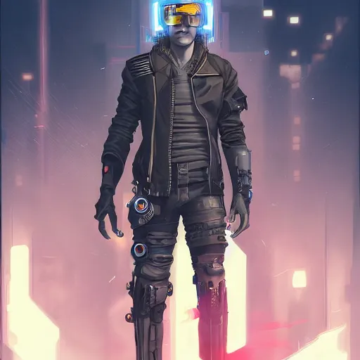 Prompt: Cyberpunk dude, by Sam Hogg