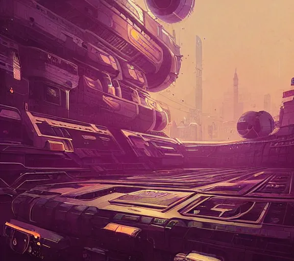 Prompt: cyberpunk space station, Industrial Scifi, detailed illustration, concept art, by Martin Grip and Moebius