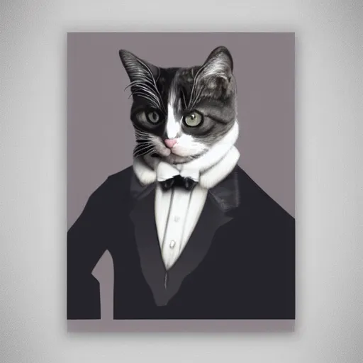 Image similar to cat in suit smoking a pipe, portrait,