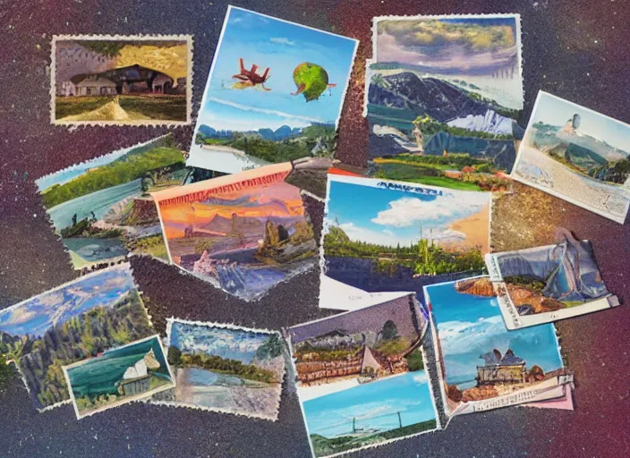 Image similar to travel postcard for a flatland 2 d world