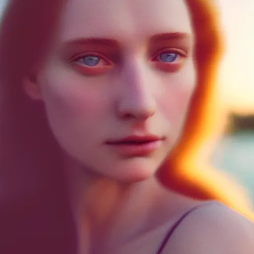 Image similar to photographic portrait of a stunningly beautiful english renaissance female in soft dreamy light at sunset, beside the river, soft focus, contemporary fashion shoot, in a denis villeneuve and tim burton movie, by edward robert hughes, annie leibovitz and steve mccurry, david lazar, jimmy nelsson, extremely detailed, breathtaking, hyperrealistic, perfect face, octane render