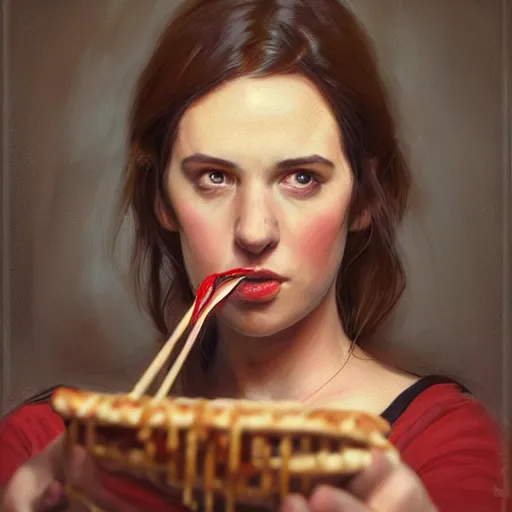 Image similar to portrait of a brunette chubby irish woman with blu eyes eating kebab, light stubble with red shirt inside victorian mansion ,digital art,photorealistoc,art by greg rutkowski,hyperdetailed,western comic style,comic,comic style,sharp lineart,professional lighting,deviantart,artstation,trevor henderson,rossdtaws,cinematic,dramatic