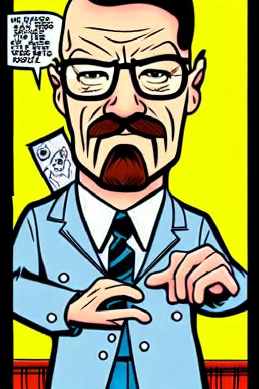 Image similar to walter white, in the style of dan decarlo, as drawn by dan decarlo for archie comics,