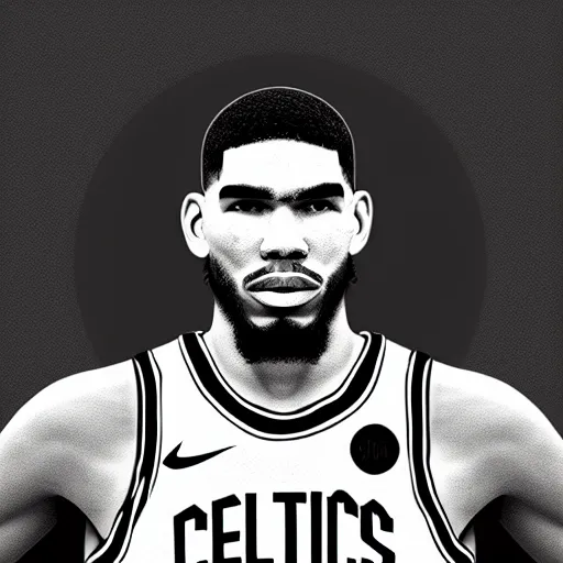 Image similar to Portrait of Boston Celtics Jayson Tatum, Jayson Tatum as Che Guevara, Jayson Tatum as Guerilla Heroica, Black and White, by Alberto Korda, inspiring, dignifying, stoic, stoicism, national archives, digital art, trending on artstation, octane render