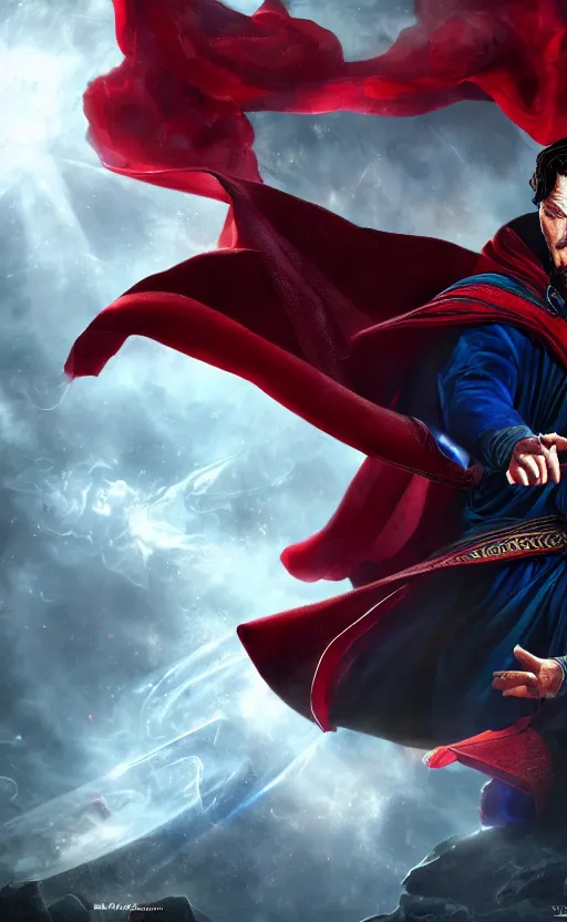 Image similar to epic doctor strange wallpaper, black and red suit, dynamic lighting, photorealistic fantasy concept art, trending on art station, stunning visuals, terrifying, creative, cinematic