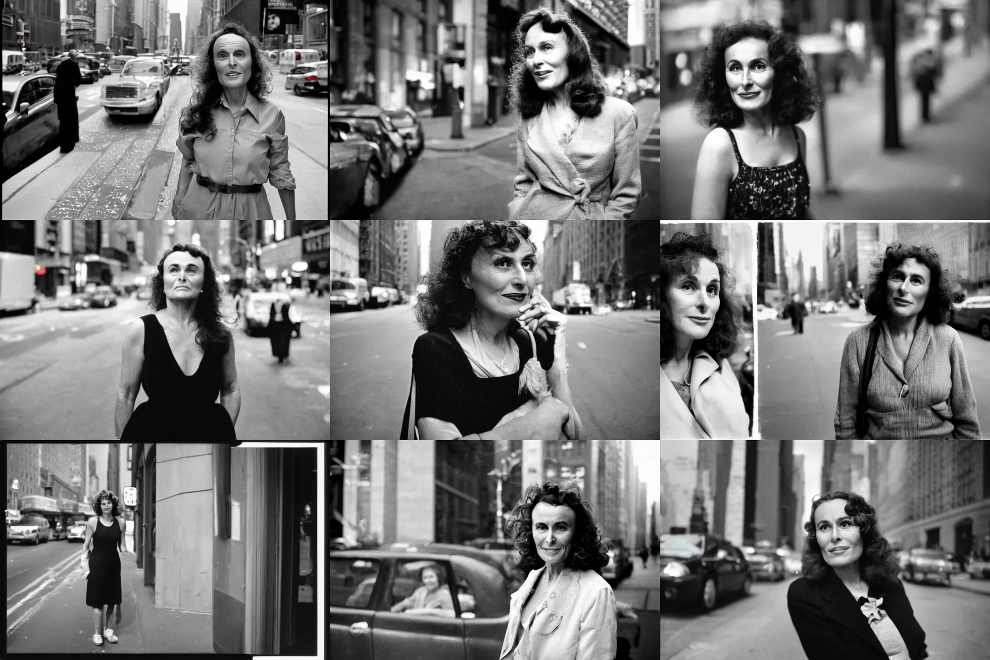 Prompt: Kodak Portra 400 Portrait of Paulette Goddard, Street Photography, New York